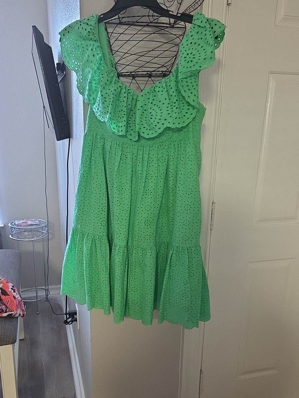 Lilly Pulitzer Kelly Green Eyelet Ruffle Mini Dress